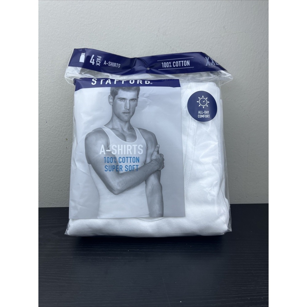 Stafford Super Soft A-Shirts Ribbed Tank Tops 4-Pack XXL 100% Cotton